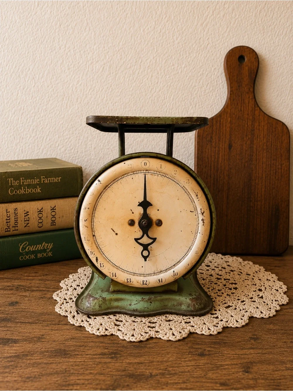 Green Kitchen Produce Scale | Rustic Farmhouse Counter Scale